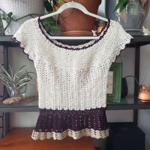 Handmade Crochet blouse, cap sleeves and scallop